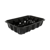 #42P Black PET Plastic Meat Tray, 8 3/16" × 5 11/16" × 2" - (200/Case)