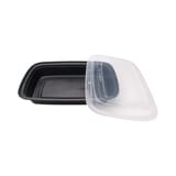 48 oz. Black Microwavable PP Plastic Rectangular Food Container​ with Lid - (150/Case)