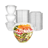 48 oz. Clear PET Plastic Salad Bowls with Lids​ - (150/Case)