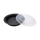 48oz. Heavy Weight Black PP Plastic Round Food Container​ with Lid, Microwavable - (150/Case)