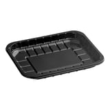 #4P Black PET Plastic Meat Tray, 9 1/8" × 7 1/16" × 1 3/16" - (250/Case)