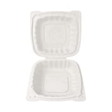 5 1/2" x 5 1/2" White TFPP Plastic Clamshell To-Go Container​ - (400/Case)