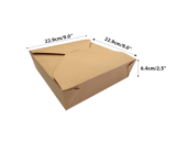 #5 Kraft Microwavable Folded Paper Take-Out Containers 9" x 9" x 2.5" - (140/Case)