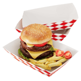 5 lb. Red & White Checkered Pattern Paper Food Trays - (500/Case)