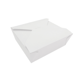 #5 White Microwavable Folded Paper Take-Out Containers 9" x 9" x 2.5" - (140/Case)