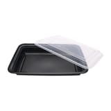 58 oz. Heavy Weight Black PP Plastic Rectangular Food Container​ with Lid, Microwavable - (150/Case)