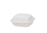 6" x 6" x 2.79" 1-Compartment Microwaveable White Mineral-Filled Plastic Hinged Take-Out Containers Shallow - (300/Case)