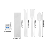 6 in 1 White Heavy Weight wrapped plastic cutlery set with napkin - (250/Case)