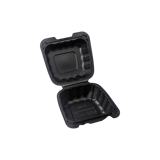 6" x 6" 1-Compartment Microwaveable Black Mineral-Filled Plastic Hinged Take-Out Container - (250/Case)