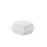 6" x 6" 1-Compartment Microwaveable White Mineral-Filled Plastic Hinged Take-Out Container - (250/Case)