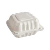 6 x 6" White Mineral-Filled PP Hinged Takeout Container, Microwave-Safe, 1-Compartment - (250/Case)