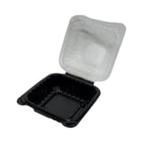 6" x 6" Black PP Plastic Hinged Container with Clear Vented Lid - (240/Case)