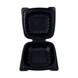 6" x 6" Black TFPP Plastic Clamshell To-Go Container - (150/Case)