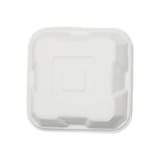 6" x 6" Heavy Duty Compostable Bagasse Clamshell To-go Container​, White - (500/Case)