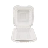 6" x 6" White Microwavable PP Plastic Hinged Container, 1-Compartment - (250/Case)