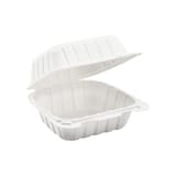 6" x 6" White Mineral-Filled Plastic Hinged Container, 1-Compartment - (250/Case)