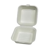 6" x 6" x 3" White Compostable Bagasse Clamshell Take-Out Container - (240/Case)