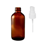 60ml (2 oz) Amber Boston Round Glass Bottle with 20-410 White Ribbed Fine Mist Sprayer - (240/Case)