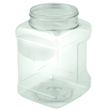 64oz Clear PET Plastic Square Grip Jar 110/400