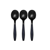 6.5" Black Extra Heavy Weight Plastic Soup Spoons - (1000/Case)