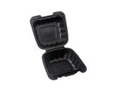 6" x 6" 1-Compartment Microwaveable Black Mineral-Filled Plastic Hinged Take-Out Containers - (250/Case)