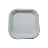7" Heavy Duty Compostable Bagasse Square Plate, White - (1000/Case)
