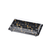 #7 Black PET Plastic Sushi Containers with Clear Lids 8.5" × 5.4" × 2" - (400/Case)