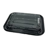 7" x 5" x 1 5/16" Black PS Plastic Bento Box with Clear Lid, 1-Compartment - (500/Case)
