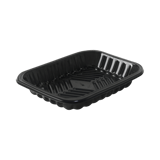 8 3/5" x 6 3/10" x 1" Black PET Plastic Meat Trays - (400/Case)