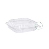 8" Clear Plastic Hinged Take-Out Containers Shallow 8.26" x 8.26" x 1.9" - (250/Case)