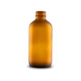 8 oz Amber Frosted Glass Boston Round Bottle 28-400 Neck Finish