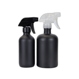 8 oz. Black Matte Boston Round Glass Bottle with Clear Trigger Sprayer - (12/Case)
