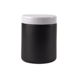 8 oz. Black Matte Glass 70-400 Straight Sided Round Jar with PP White Lid - (24/Case)