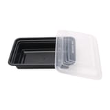 8 oz. Black Microwavable PP Plastic Rectangular Food Container​ with Lid, Heavy Weight - (200/Case)