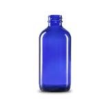 8 oz Blue Glass Boston Round Bottle 28-400 Neck Finish