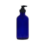8 oz. Cobalt Blue Boston Round Glass Bottle with Black Lotion Pump - (12/Case)