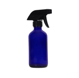 8 oz. Cobalt Blue Boston Round Glass Bottle with Black Trigger Sprayer - (12/Case)