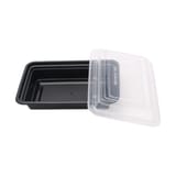 8 oz. Heavy Weight Black PP Plastic Rectangular Food Container​ with Lid, Microwavable, - (150/Case)