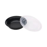 8 oz. Heavy Weight Black PP Plastic Round Food Container​ with Lid, Microwavable - (150/Case)