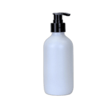 8 oz. White Matte Boston Round Glass Bottle with Black Lotion Pump - (12/Case)