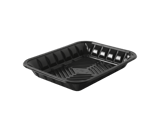 8" x 10 1/2" x 1 3/8" Black PET Plastic Meat Trays - (200/Case)