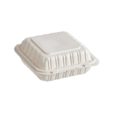 8 x 8" White Mineral-Filled PP Hinged Takeout Container, Microwave-Safe, 1-Compartment - (150/Case)