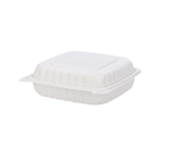 8" x 8" 1-Compartment Microwaveable White Mineral-Filled Plastic Hinged Take-Out Container - (150/Case)