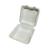 8" x 8" x 3" White Compostable Bagasse Clamshell Take-Out Container - (120/Case)