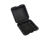 8" x 8" 1-Compartment Microwaveable Black Mineral-Filled Plastic Hinged Take-Out Containers - (150/Case)