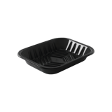9 1/5'' x 7 1/5'' x 1 1/5'' Black PET Plastic Meat Trays - (400/Case)