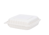 9" x 9" x 3" 1-Compartment Microwaveable White Mineral-Filled Plastic Hinged Take-Out Containers - (120/Case)