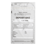 9" x 12" Clear Plastic Bank Deposit Bags for Cash & Checks with Permanent Adhesive Seal