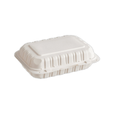 9 x 6" White Mineral-Filled PP Hinged Takeout Container, Microwave-Safe, 1-Compartment - (150/Case)