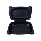 9" x 6" Black TFPP Plastic Clamshell To-Go Container​ - (110/Case)